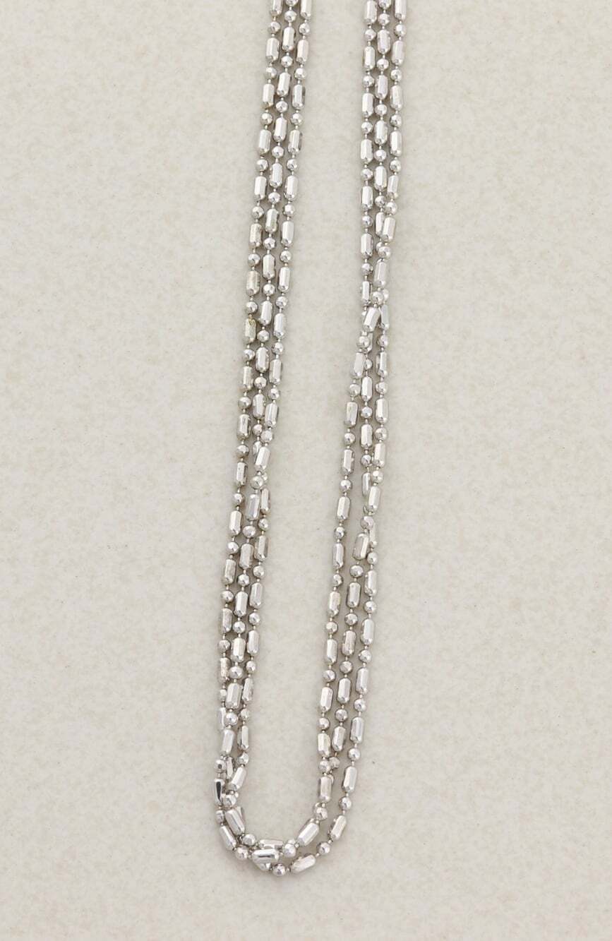 Sterling Silver Shiny Beaded Three Chain Necklace Choker 13" to 16" Adjustable - Picture 5 of 9